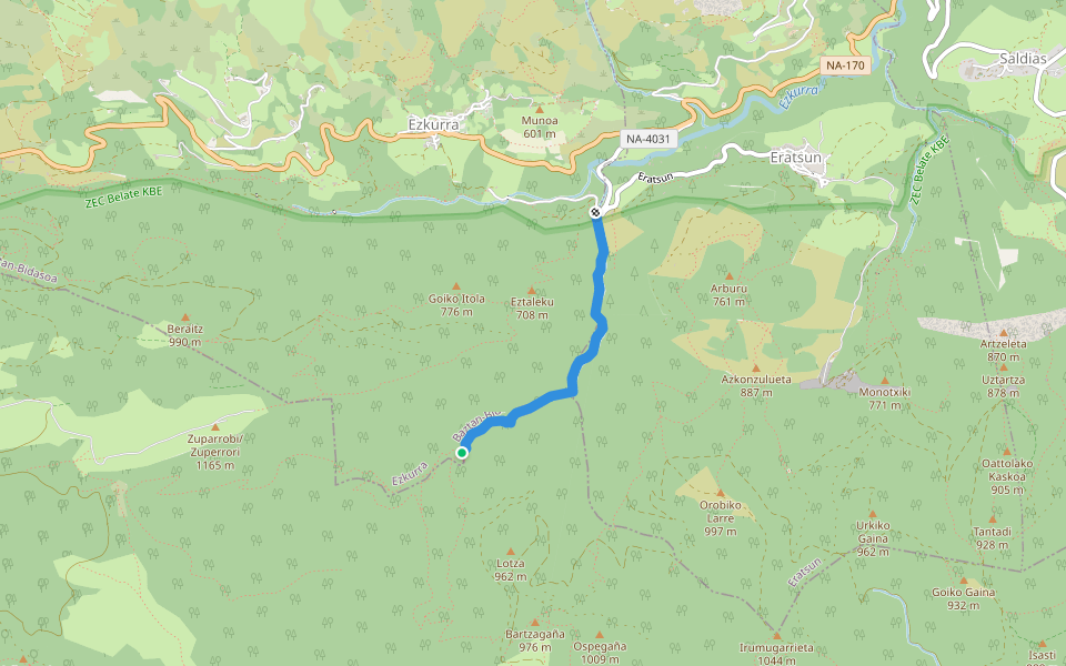 Pasakaizko bidea walking route map in Ezcurra