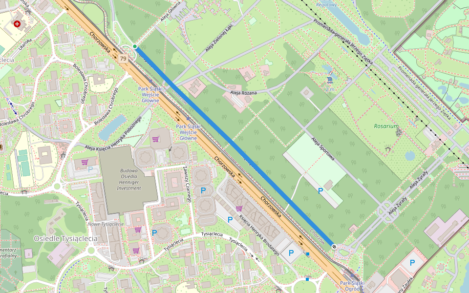 Aleja Spacerowa walking route map in Chorzów