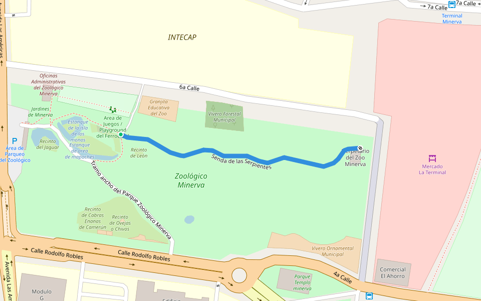 Senda de las Serpientes walking route map in Quetzaltenango