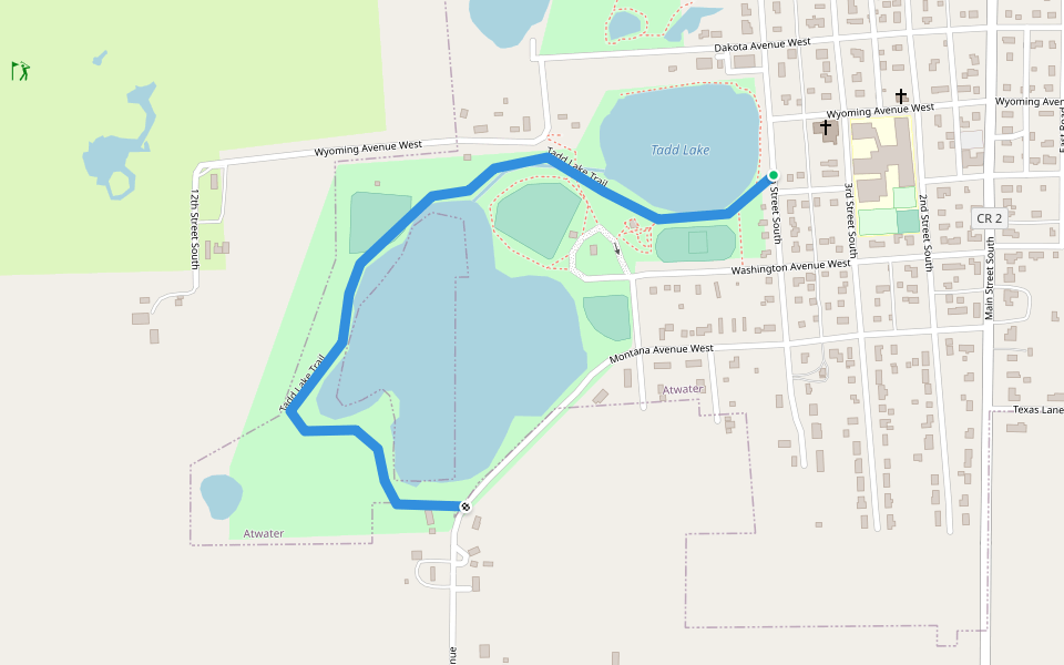 Tadd Lake Trail walking route map in Atwater