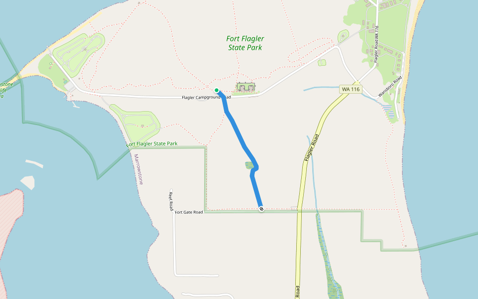 Reservoir Trail walking route map in Marrowstone