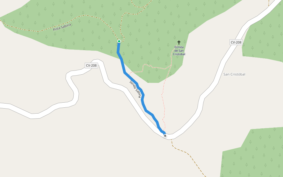 Senda Sabina walking route map in Puebla de Arenoso