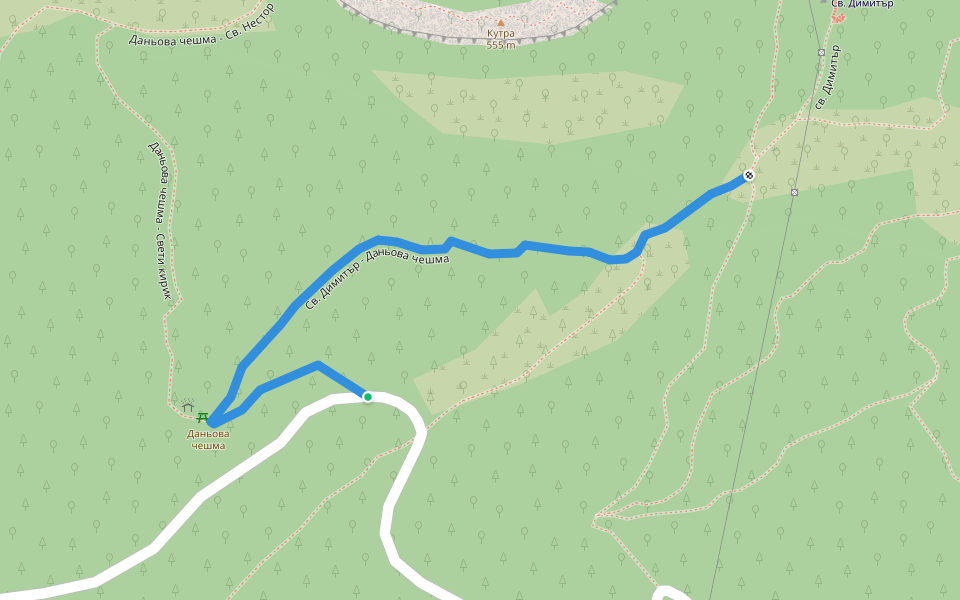 Св. Димитър - Даньова чешма walking route map in Asenovgrad