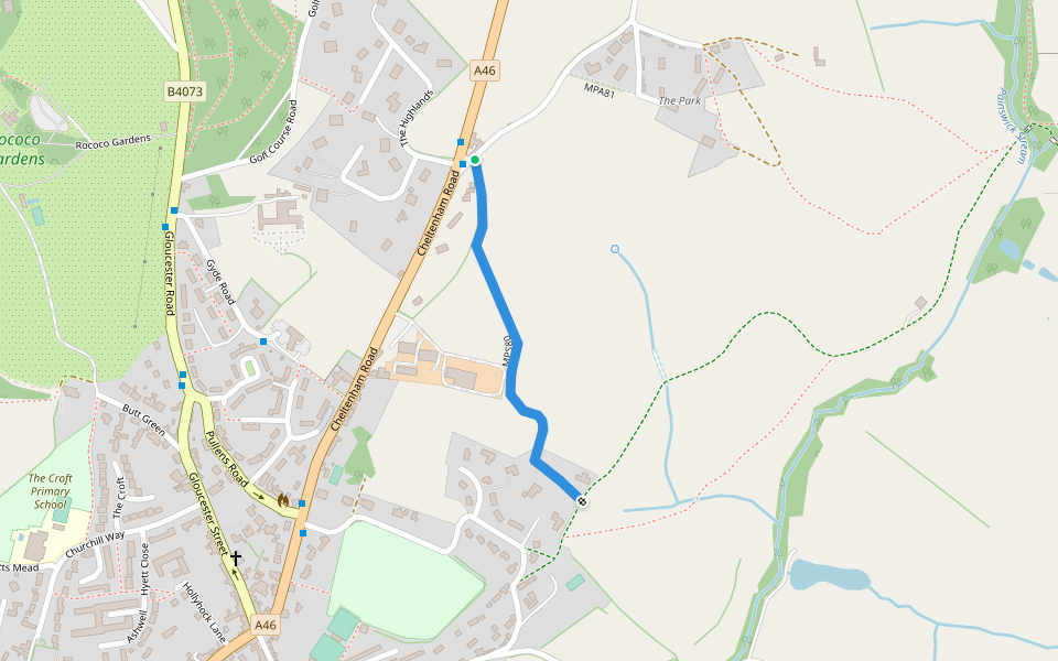 MPS80 walking route map in Painswick