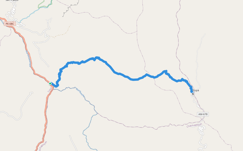 Vituya - Tingorbamba Trail walking route map in La Coca