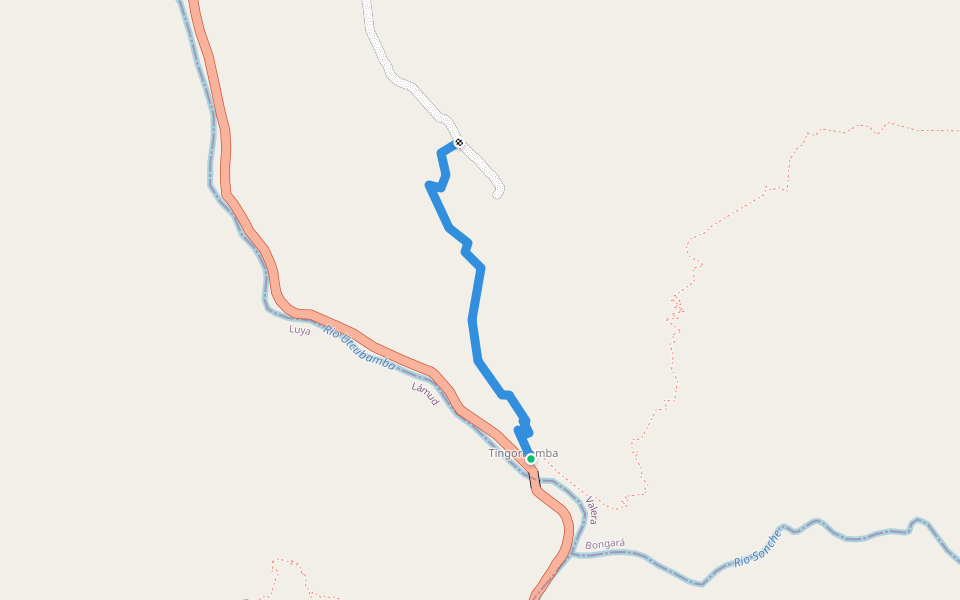 Tingorbamba Trail walking route map in La Coca