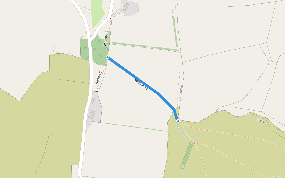 Wetton 38 walking route map in Ecton