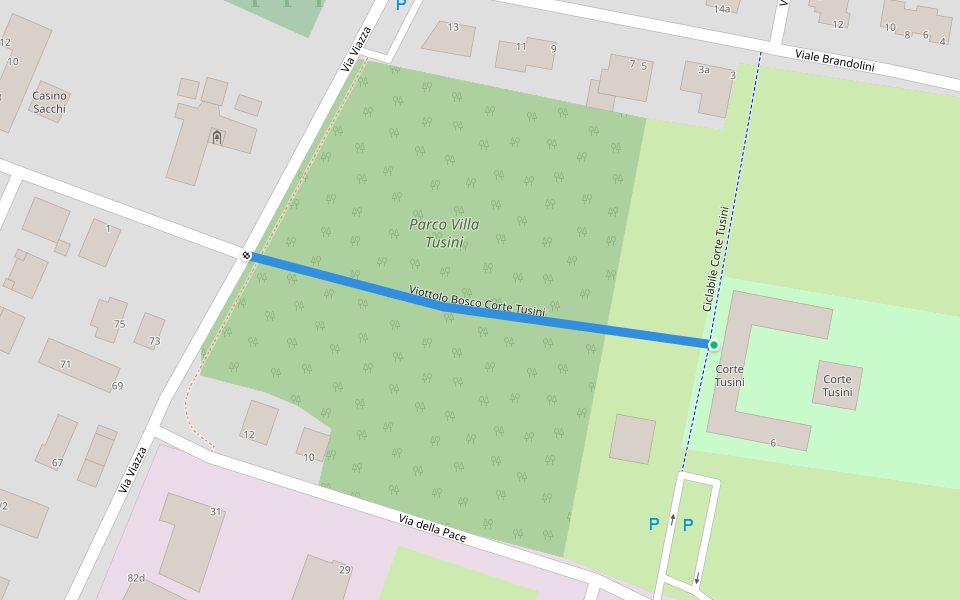 Viottolo Bosco Corte Tusini walking route map in San Prospero