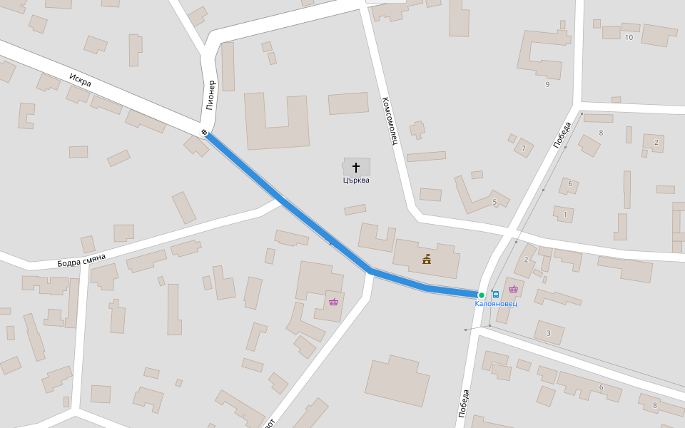 Искра walking route map in Kaloyanovets