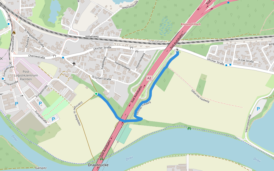 Ulricher Fußweg walking route map in Villach