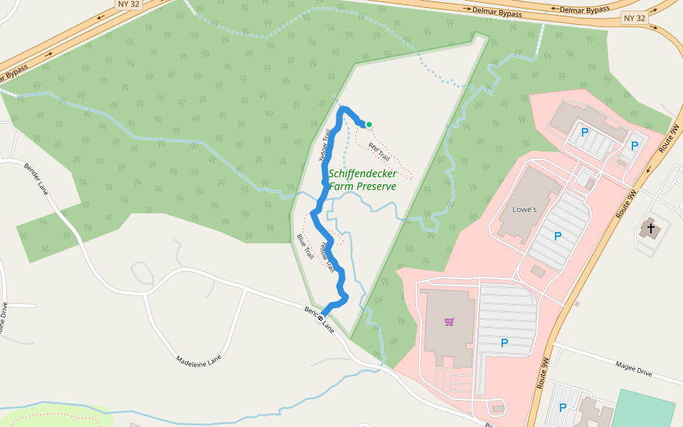 Schiffendecker Preserve Trail - Yellow walking route map in Glenmont