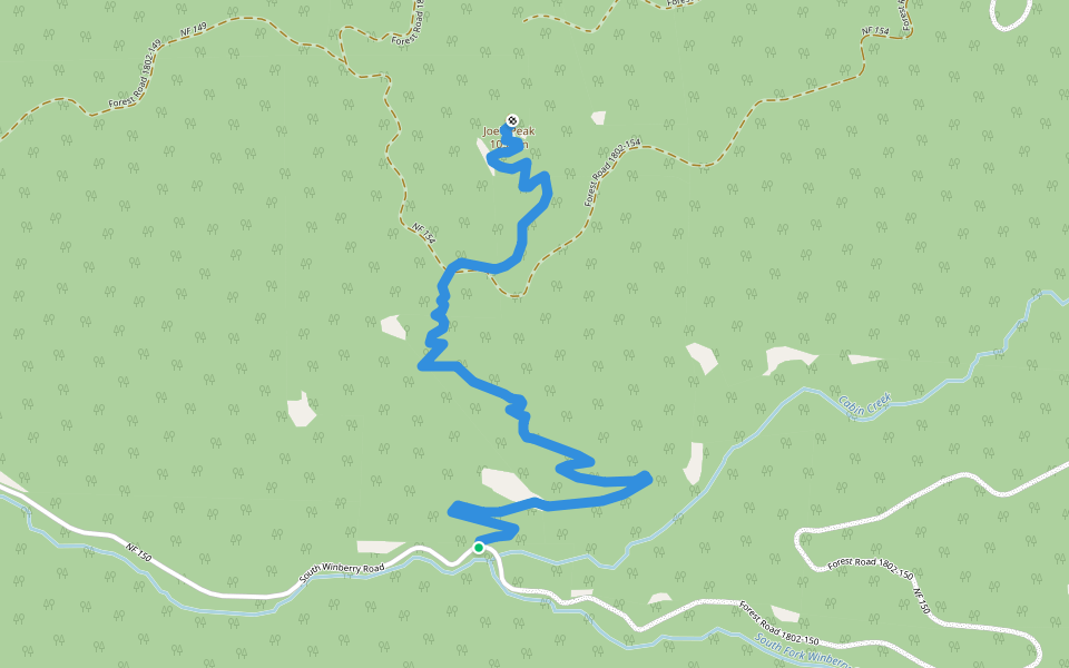 Joe's Peak Trail #3482 walking route map in Lowell
