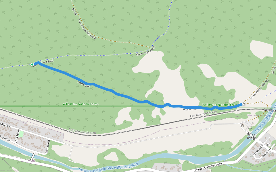 Alpine Trail walking route map in Westfir