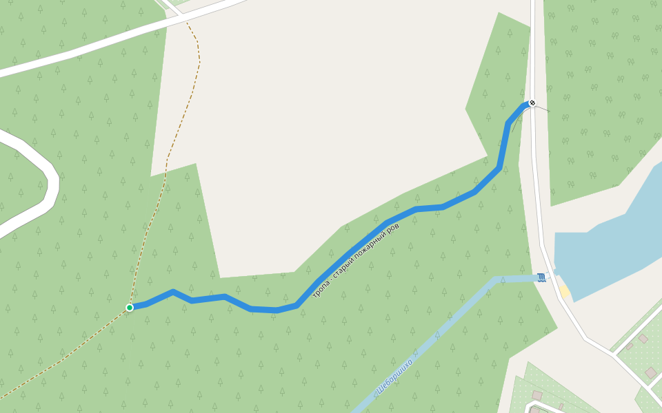 тропа - старый пожарный ров walking route map in Morozovo