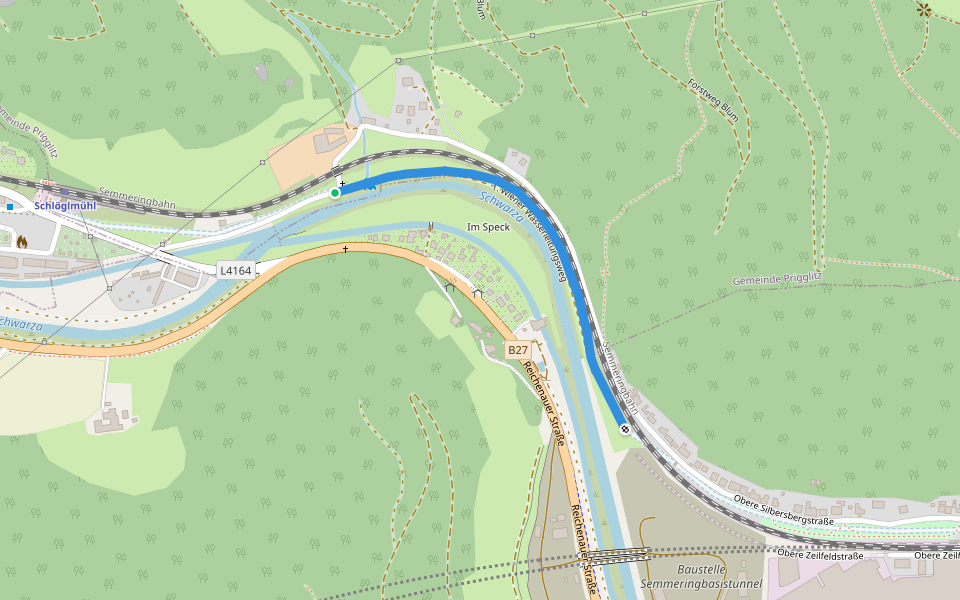 1. Wiener Wasserleitungsweg walking route map in Gloggnitz