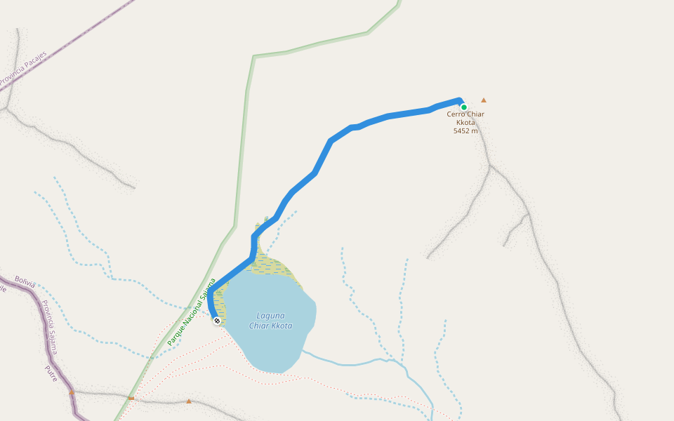 Sendero de Chiar Kkota walking route map in Oruro