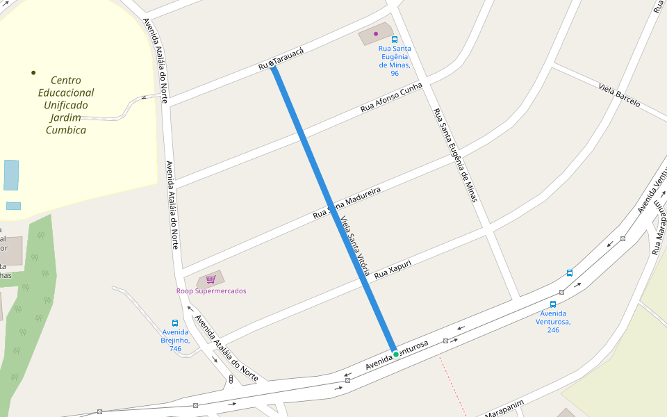 Viela Santa Vitória walking route map in Guarulhos