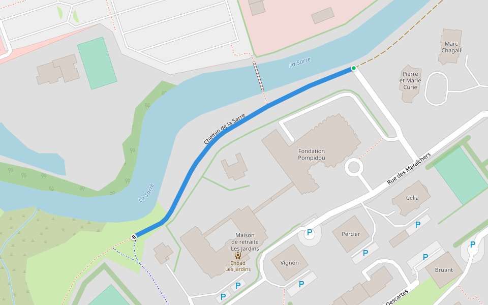 Chemin de la Sarre walking route map in Sarrebourg