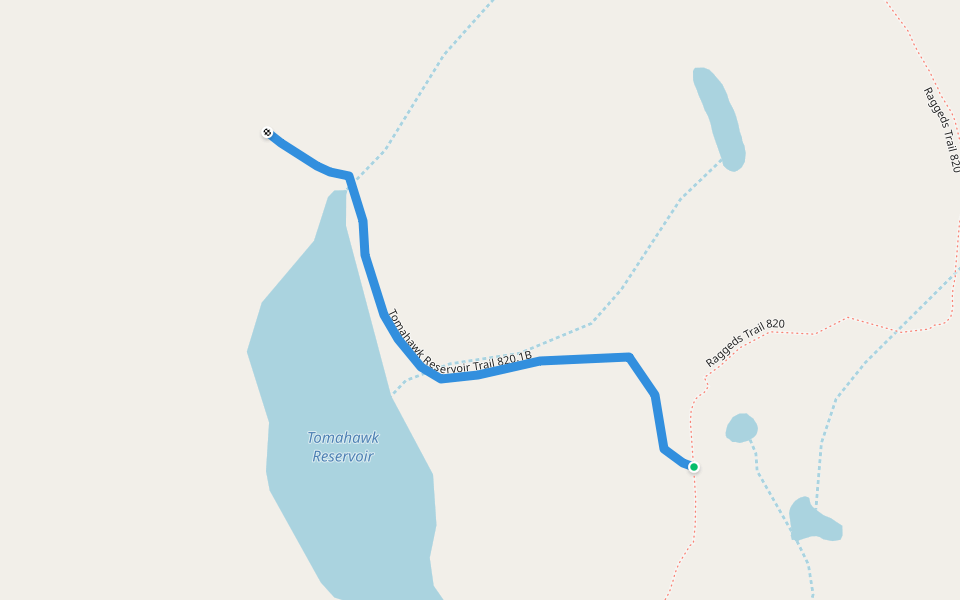 Tomahawk Reservoir Trail 820.1B walking route map in Somerset