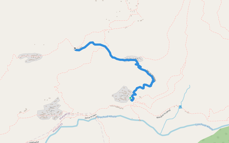 Jam to Jogilekh walking route map in Seri
