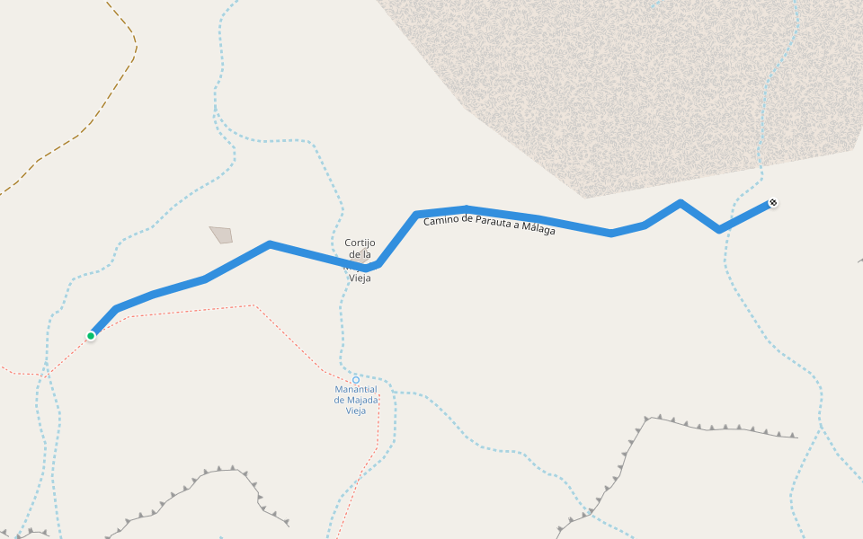 Camino de Parauta a Málaga walking route map in Ronda