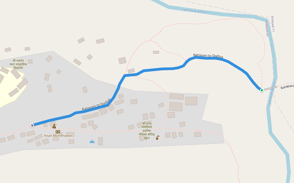 Ratopani to Dadiya walking route map in Sukhadhik