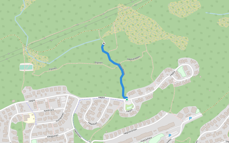 Høgliaskogen walking route map in Bodø
