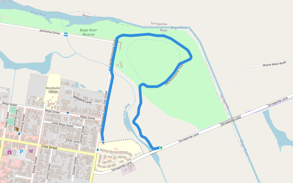 Old Racecourse Track walking route map in Bega