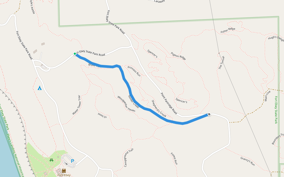 Raider Creek walking route map in Coupeville