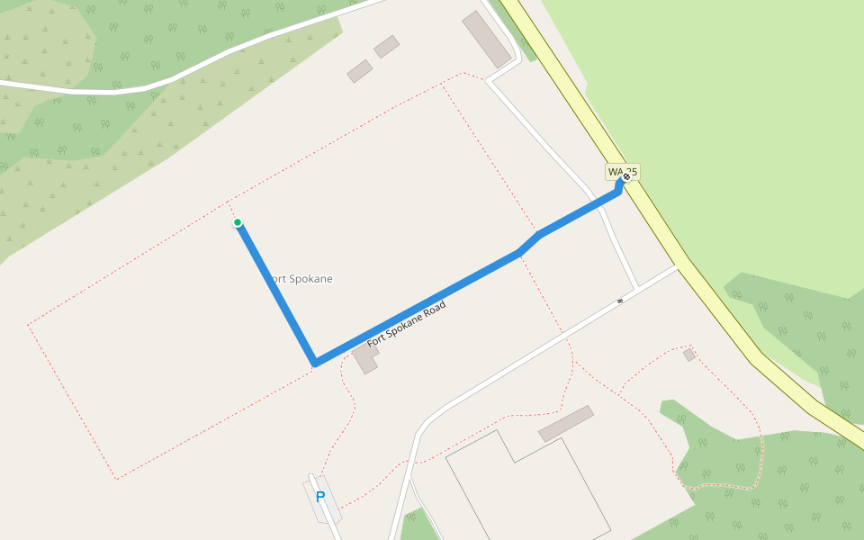 Fort Spokane Road walking route map in Davenport