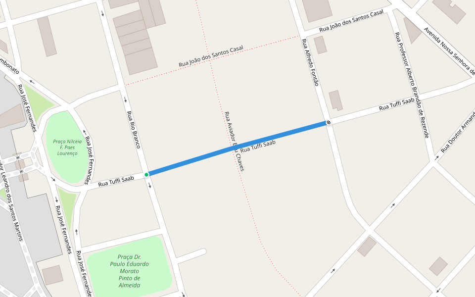 Rua Tuffi Saab walking route map in Bauru