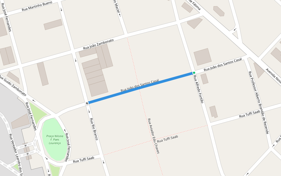 Rua João dos Santos Casal walking route map in Bauru