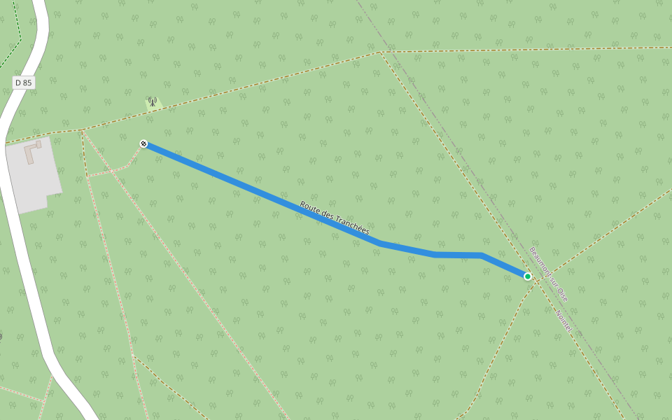 Route des Tranchées walking route map in Beaumont-sur-Oise