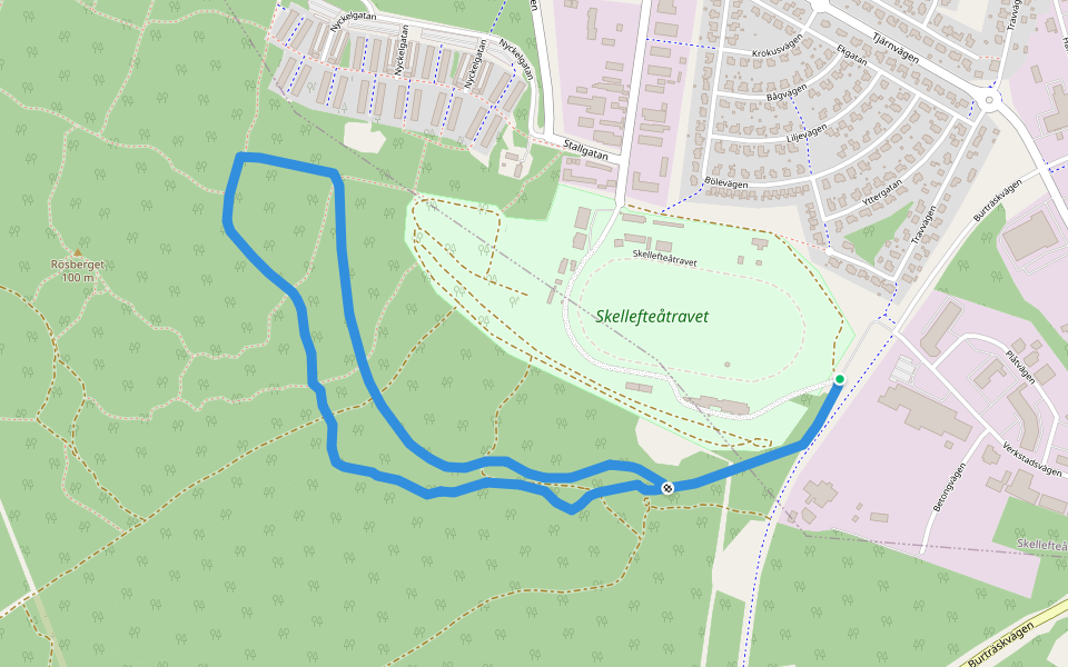 Elljusspår walking route map in Skellefteå
