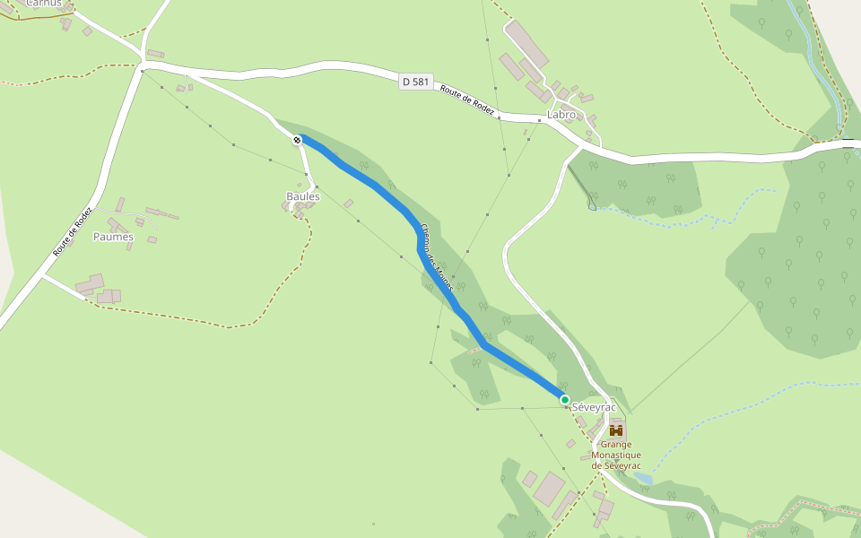Chemin des Moines walking route map in Bozouls