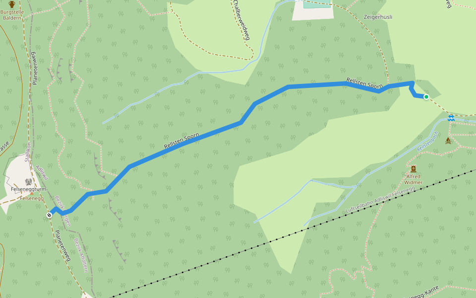 Rellsten Sporn walking route map in Adliswil