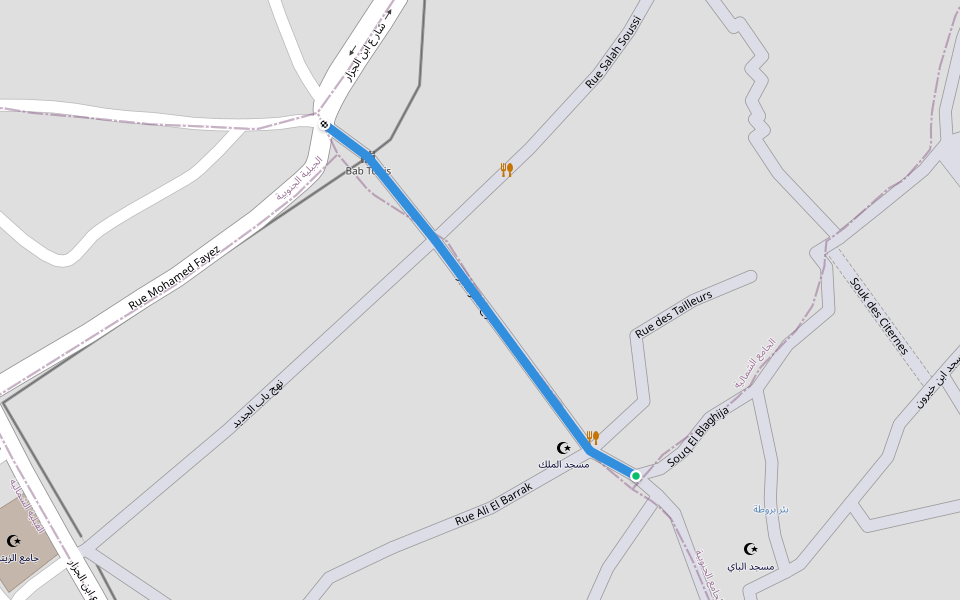 شارع 7 نوفمبر walking route map in Kairouan