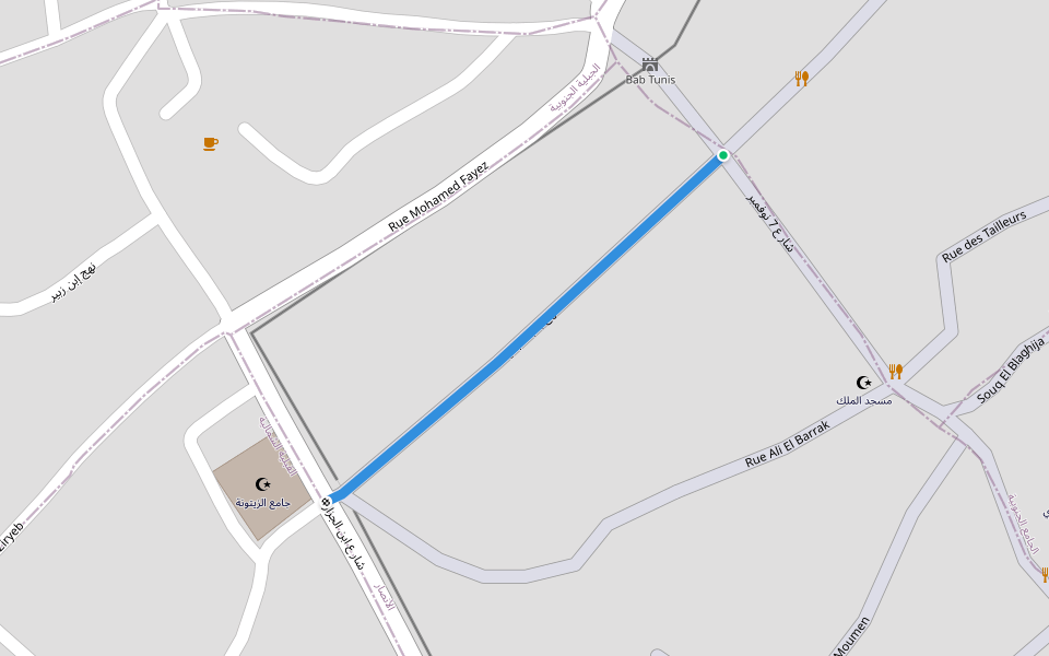 نهج باب الجديد walking route map in Kairouan