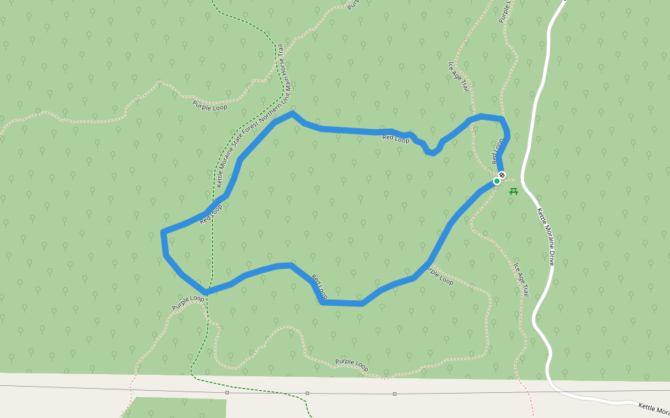 Red Loop walking route map in Glenbeulah