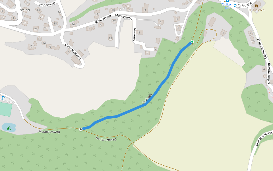 Töplitsch walking route map in Töplitsch