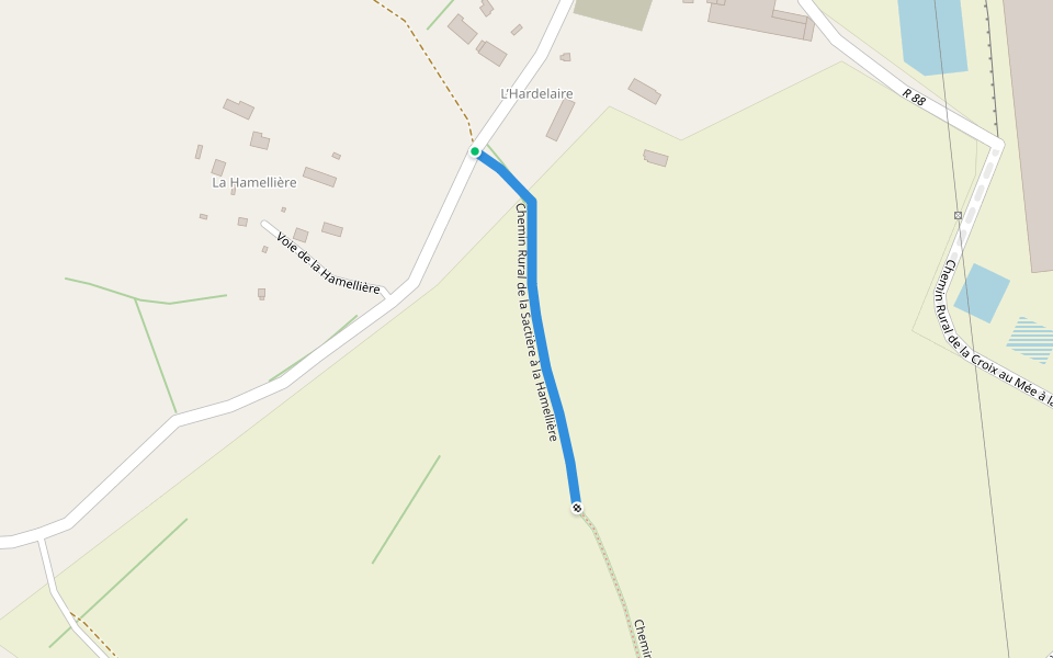 Chemin Rural de la Sactière à la Hamellière walking route map in Brécey