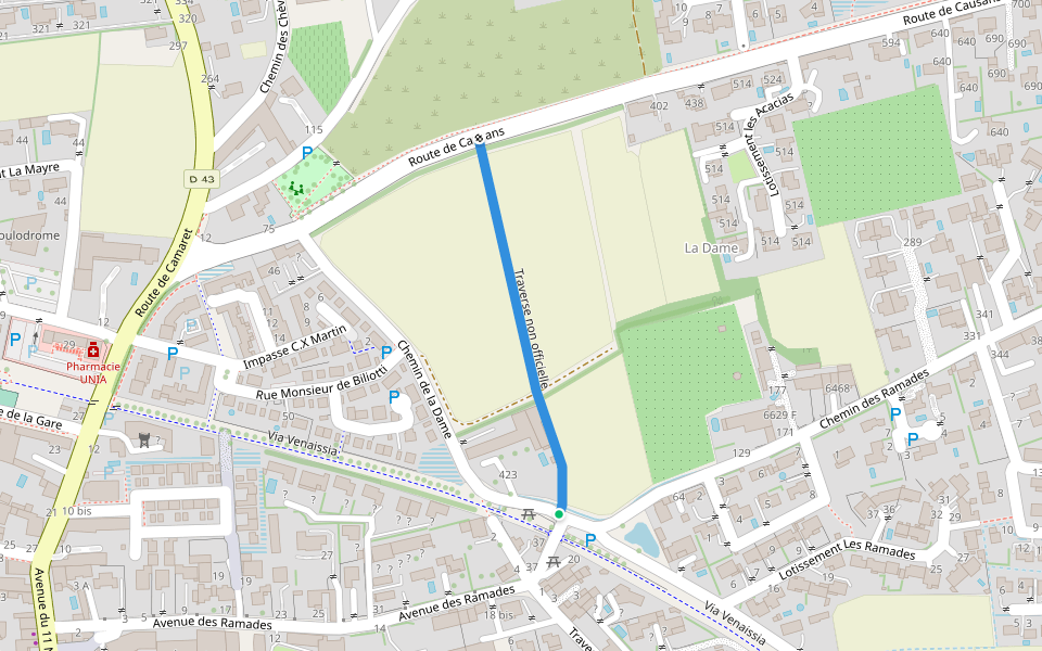 Traverse non officielle walking route map in Jonquières