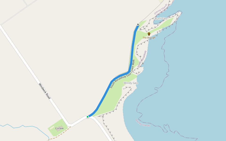 South Ronaldsay East Coast Walk walking route map in Linklater