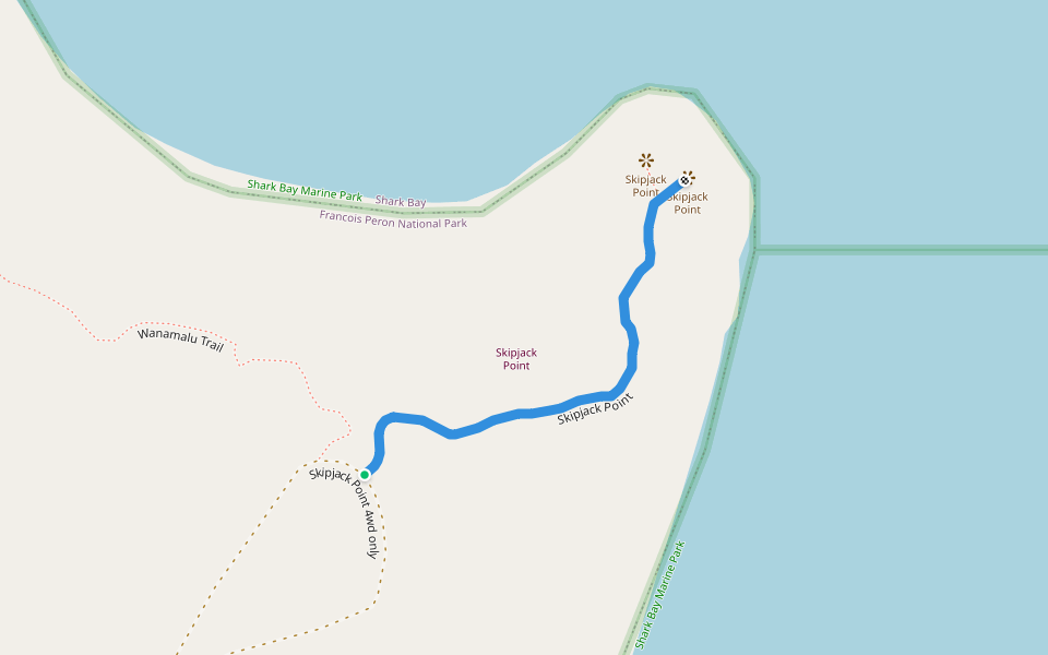 Skipjack Point walking route map in Francois Peron National Park