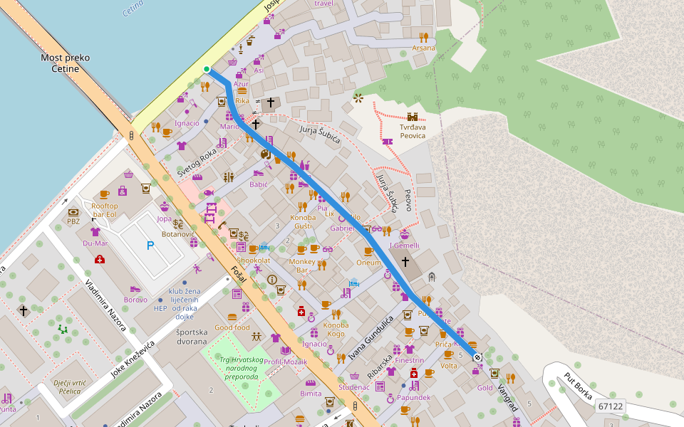 Knezova Kačića walking route map in Omiš