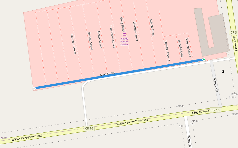 Main Street walking route map in Keady