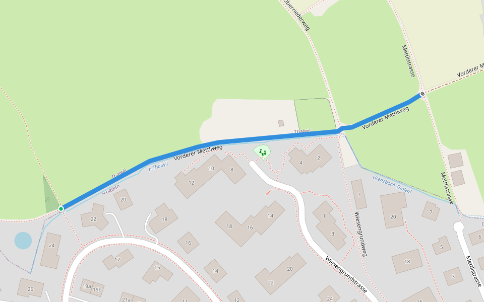 Vorderer Mettliweg walking route map in Oberrieden