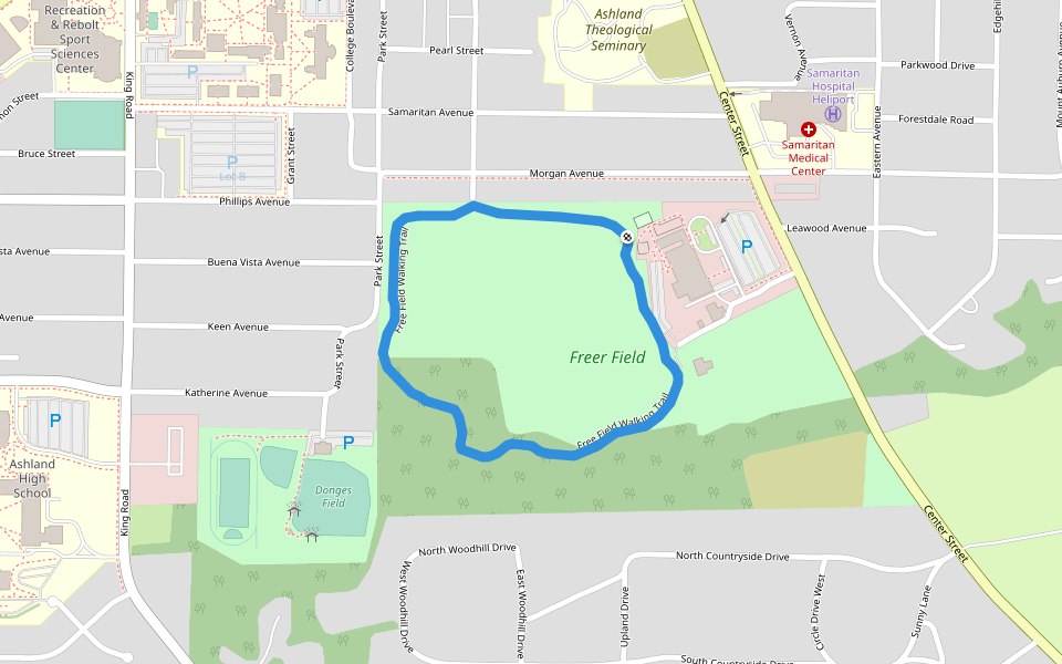 Free Field Walking Trail walking route map in Ashland