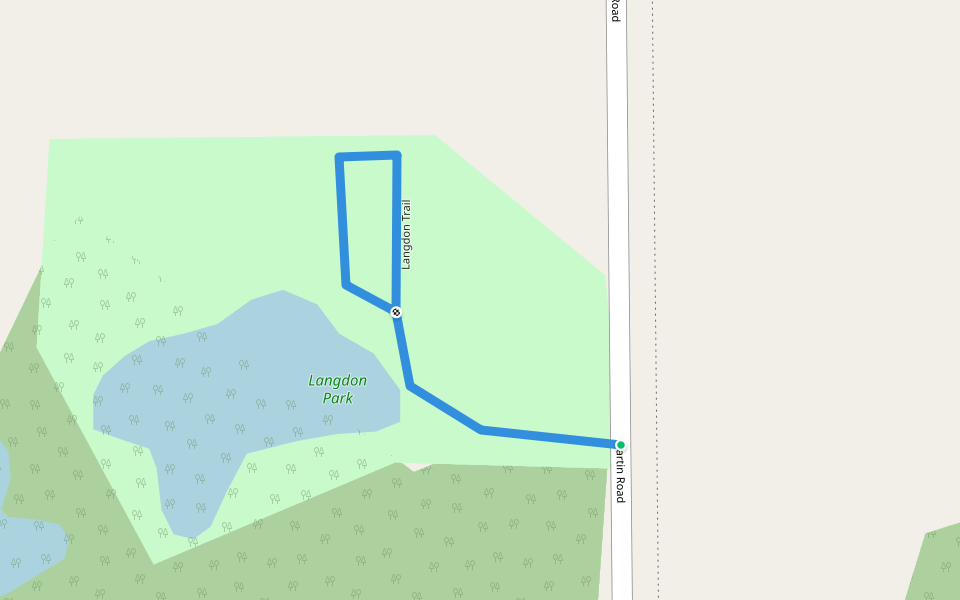 Langdon Trail walking route map in Blezard Valley