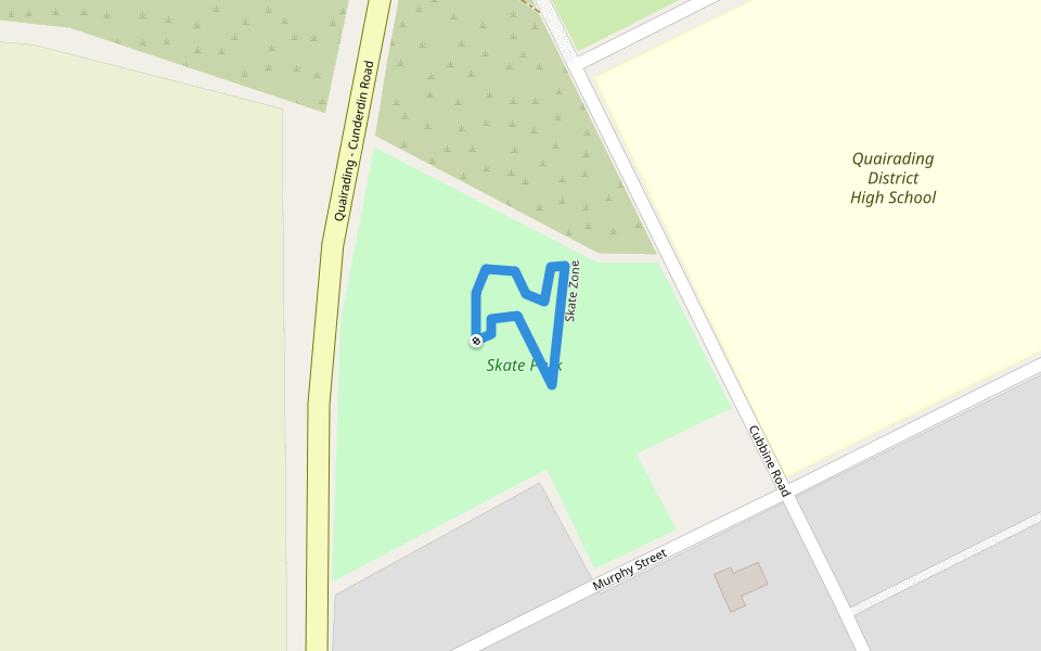 Skate Zone walking route map in Quairading